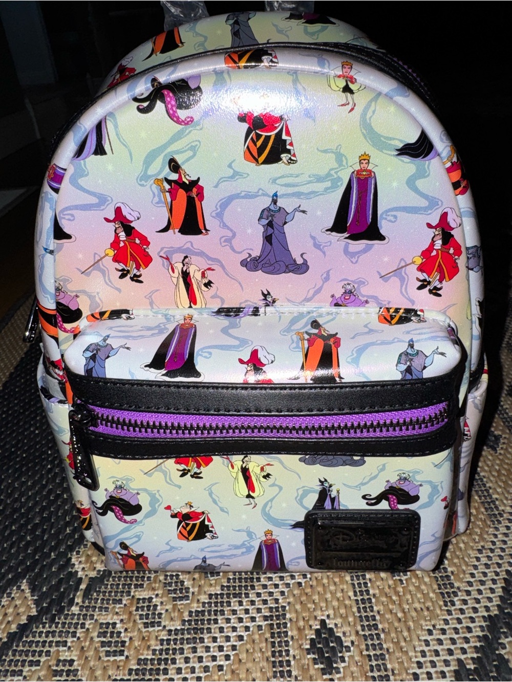 Loungefly Disney Villains Iridescent All Over Print Mini Backpack